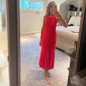 Banana Republic XS Ribbed cherry red midi dress
